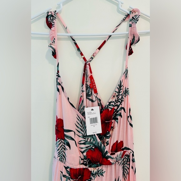 NWT GUESS Jaydee Maxi Wrap Dress Pink Bahama Floral Size M - Picture 6 of 10